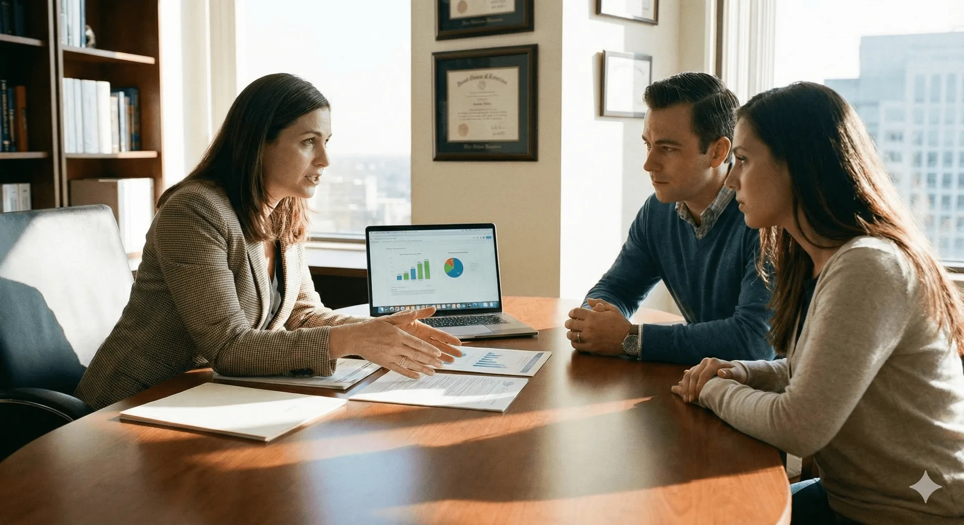 Certified Financial Advisor meeting with couple